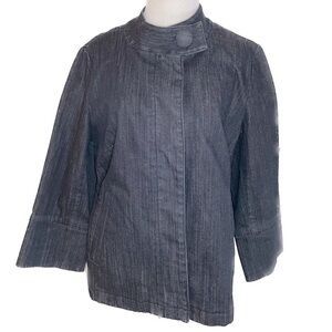 Talbots Stretch Denim Swing Jacket Dark Wash with Pockets Boxy Oversized